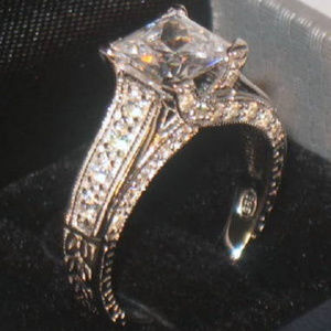 3 Ct Princess cut Pave Engagement Ring